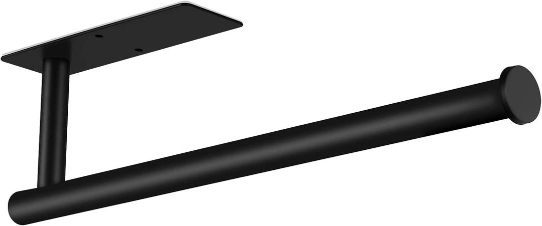 Under Cabinet Paper Towel Holder - Matte Black No Drill Adhesive, Rust-Resistant Stainless Steel for Kitchen & RV