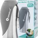 LumoLeaf Portable Dog Water Bottle 27 OZ, Stainless Steel Pet Travel Water Bottle Dispenser for Walking, Hiking and Outdoor, Portable Water Bowl for Large Dogs (Grey)