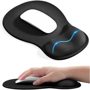 EooCoo Ergonomic Mouse Pad with Gel Wrist Rest Support Middle Concave Design, Relieve Wrist Pain Mousepad, Non-Slip Base for Laptop, Computer, Office Desk Accessories, Carpal Tunnel Syndrome (Black)