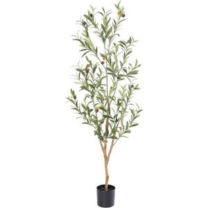 Bellacat Faux Olive Tree 4ft，Olive Trees Artificial Indoor with Natural Wood Trunk and Realistic Leaves and Fruits. 4 Feet(48in) Fake Olive Tree for Home House Office Décor.