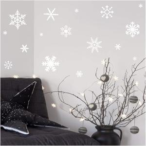 Wall Sayings Vinyl Lettering  Small Snowflakes Set of 30 Decal Home Decor Art Quote Sticker (White)