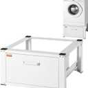 VEVOR YN-WM01 Laundry Pedestal Washer and Dryer Stand Platform Universal Fit 660lbs Capacity, Heavy Duty Multi-Functional Base for Washing Machine with Drawer & Rich Accessories, White