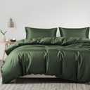 Linenwalas Tencel Lyocell Duvet Cover Set, Eucalyptus Cooling Lightweight Silk Comforter Cover Set with Zipper Closure & Corner Ties (Avocado Green, King)