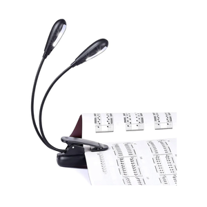 Rechargeable Music Stand Light, Clip on Reading Light, 8 LED Book Lamp, 3-Level Brightness for Eye Protection, Perfect for Piano, Orchestra, Bookworms, Craft (White & Warm, Dual Arm)