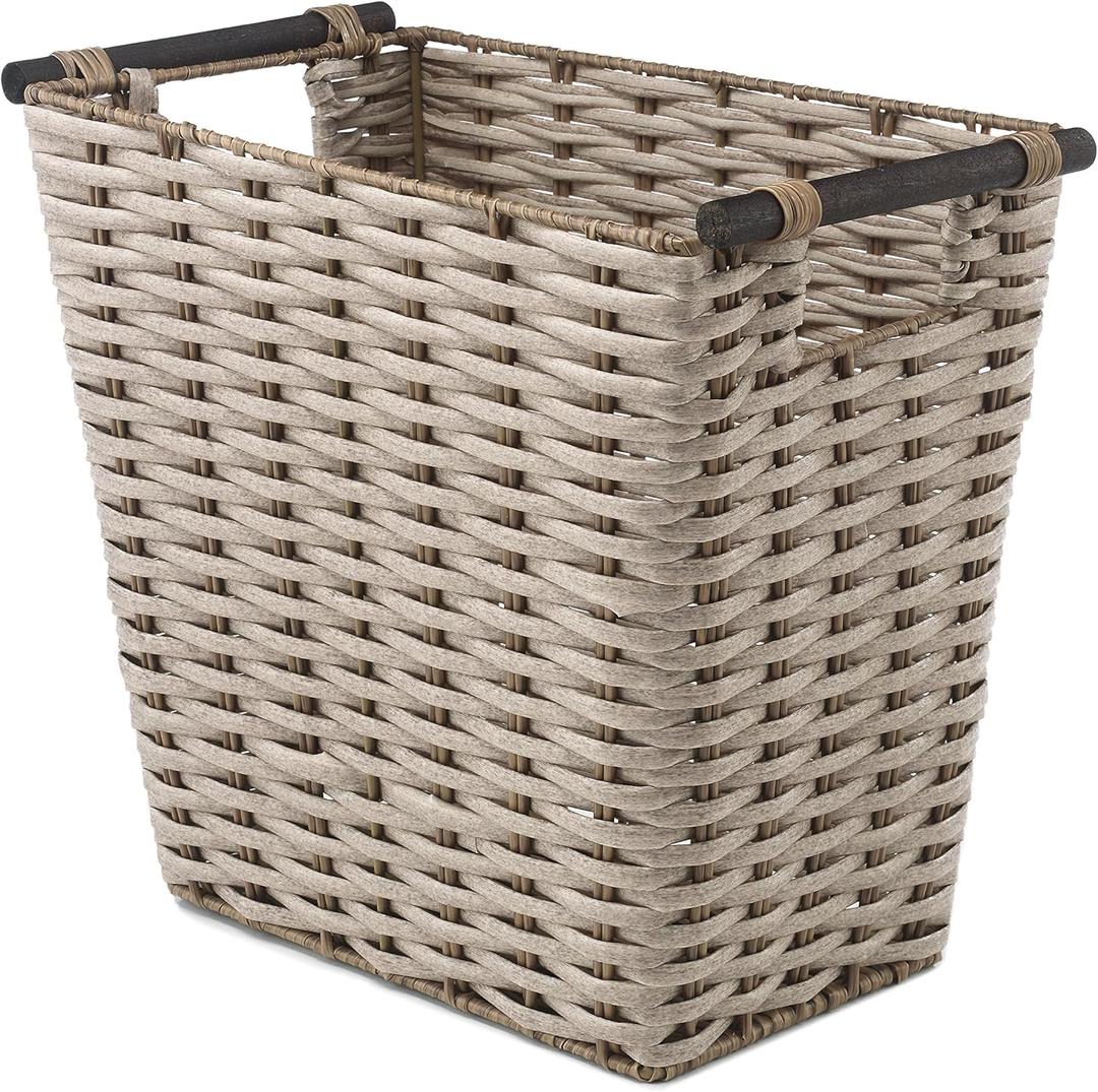Whitmor Waste Basket with Wood Handles