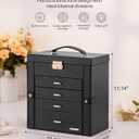 Homde Mothers Day Gifts Synthetic Leather Huge Jewelry Box Mirrored Watch Organizer Necklace Ring Earring Storage Lockable Gift Case (Black + Gold)