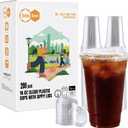 Turbo Bee 16 OZ 200 Sets Clear Plastic Cups with Strawless Sip Lids, To Go Crystal Clear Disposable Plastic Cups with Lids for Iced Coffee, Smoothies, Soda, Lemonade, Cold Beverage