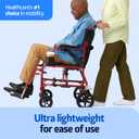 Medline Ultra Lightweight Transport Wheelchair for Adults, Foldable, 19-Inch Seat Width, Red Frame, Black Upholstery