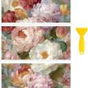 Peacoblue Rub on Transfer Decal Sticker for Furniture Craft Decor 6"x12" Pastel-Colored Florals, 3Pcs Waterproof UV DTF Transfer for Drawer Dresser Glass Porcelain Wood Plastic Window