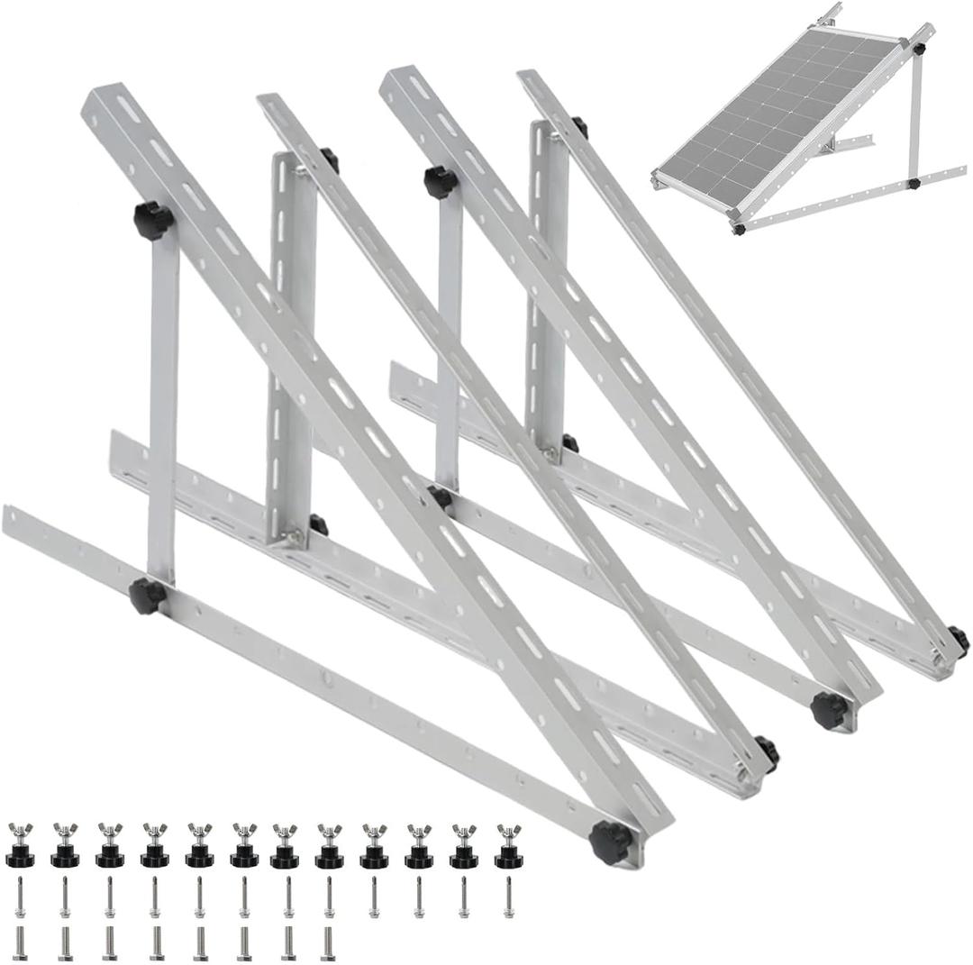 28" Solar Panel Mount Brackets Adjustable Solar Panel Tilt Mount Brackets for 50 / 100 / 200 Watts Solar Panel 2400Pa (Silver, 28, 2 Sets)