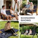 Porch Swing Cushions,Outdoor Cushions 3 Seater Replacement with Backrest, Waterproof Thickened Bench Cushion with Ties for Porch, Patio,Outdoor, Backyard and Garden (Navy Blue 40 * 40 in)