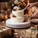 Wenqik White Cake Stand 18 Inch Metal Round Cupcake Dessert Wedding Cake Stand with Cutting & Spatula Cookies Display Holder Fruit Serving Tray for Table Wedding Birthday Anniversary Party
