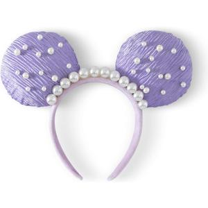 Pearl Mouse Ears Bow Headbands for Girls Kids Sparkle Hair Band Ear Headband Party Princess Trip Cosplay Costume Decor (Purple Pearl)