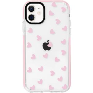 NITITOP Compatible with iPhone 12 Mini Case Cute Clear for Women Girls Colorful Love Heart Pattern Ultra Slim with Bumper Protector Soft TPU Anti-Yellow Protective Cover - Light Pink