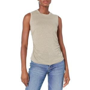 Club Monaco Women's Ruched Side Top (Medium, Olive/Olive)
