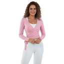 Women Ballet Pilates Wrap Tops Long Sleeve Tie Front Crop Shirts Y2K Dance Workout Yoga Going Out Tops