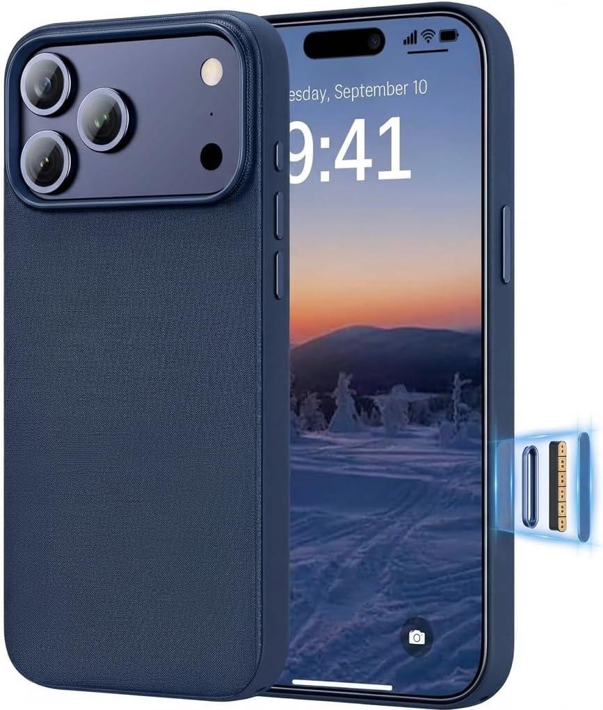 RIOBIO for iPhone 17 Pro Max Case TechWoven[Compatible with MagSafe][Camera Control Cover] Protective Premium Tech Woven Fabric, Slim Magnetic Phone Cover for iPhone17 Promax, Woven Blue