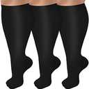 3 Pack Plus Size Compression Socks for Women & Men, Extra Wide Calf Knee High Stockings for Circulation Support, Size XL