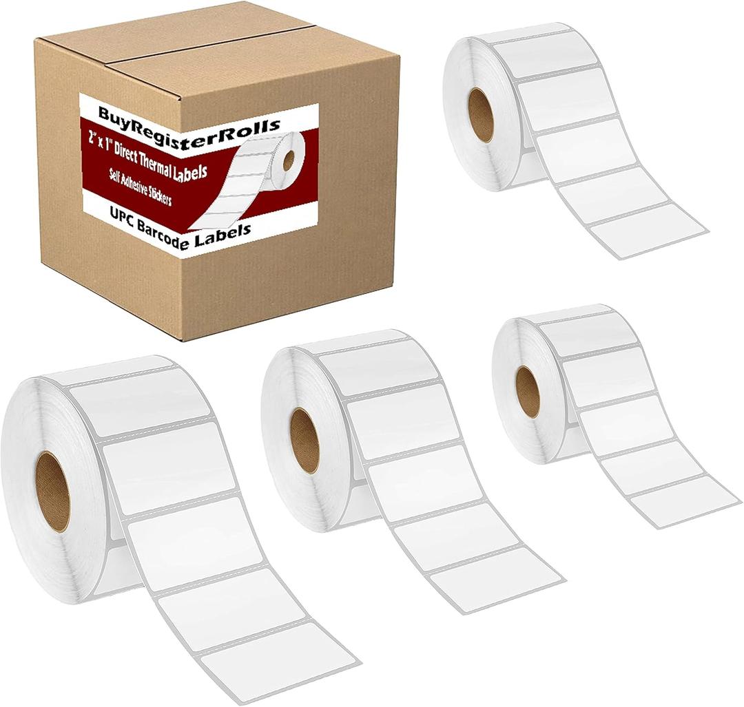 2x1 Shipping Labels Direct Thermal 12 Rolls - 1300 Labels Each Roll/Total 15600, Barcode Address Labels for Thermal Printers, Perfect Adhesive, Water and Oil Resistant