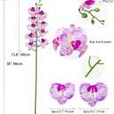Fnize Faux Orchid Stems Artificial Flowers Phalaenopsis 38 Inch 2pcs Real Touch Latex 9 Large Petals Purple Pattern