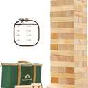 ApudArmis 60 PCS Giant Tumble Tower, (Stack up to 5Ft) Pine Wooden Stacking Timber Game with 1 Dice Set - Classic Block Giant Outdoor Game for Teens Adults Family (Burlywood)