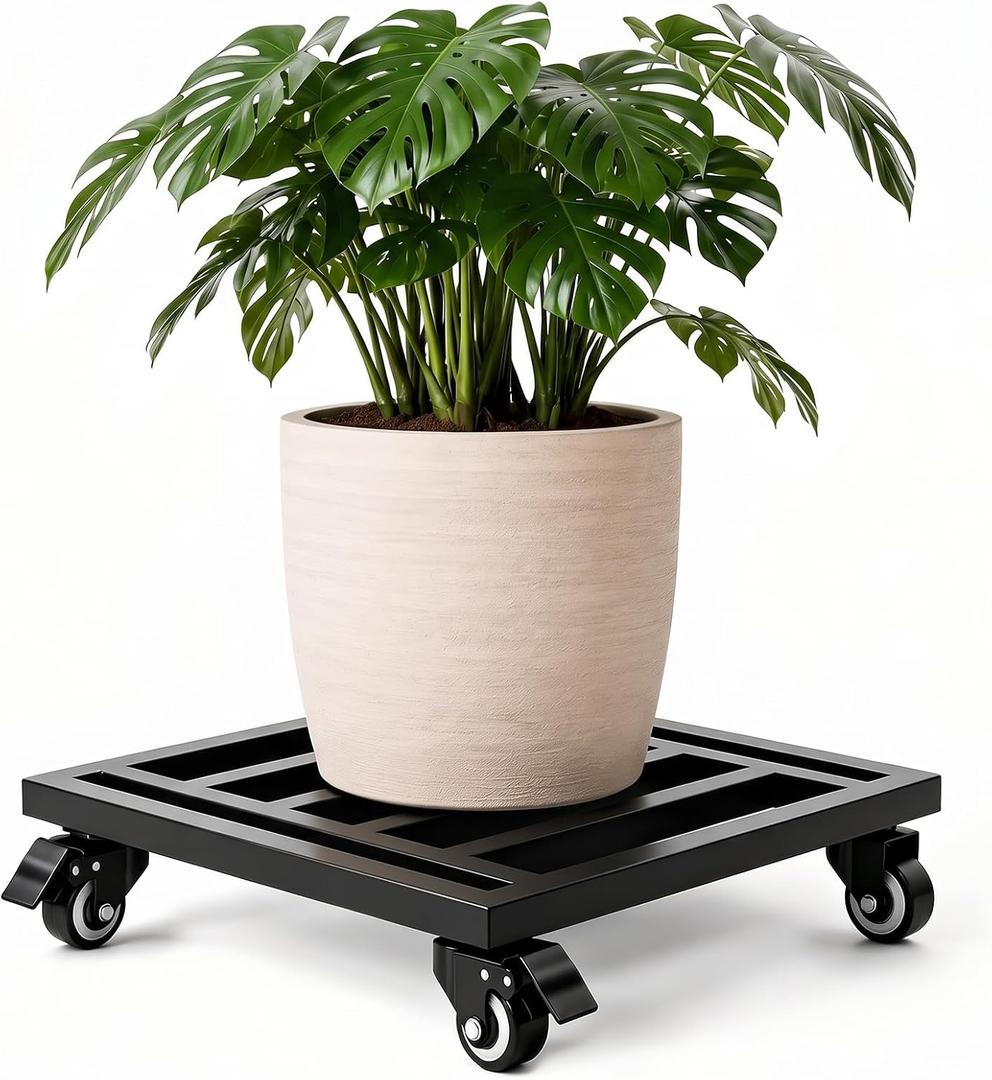 22" Plant Caddy with Wheels, Metal Heavy Duty Plant Stand, 600LB Capacity