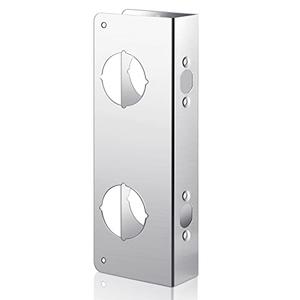Leinuosen Door Reinforcement Plate for 1-3/4" Thick Doors, Stainless Steel Reinforce and Repair Doors Silver Latch Deadbolt Cover Jamb Plate, 2 Hole, Add Extra Security to Your Home(1 Pack)