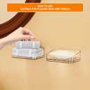 2 x SUOXING Adhesive Bar Soap Holder for Shower Wall,Clear Plastic Soap Savers for Bar Soap,Hanging Soap Rack and Soap Dish Tray for Bathroom with Command,Drill-Free,Pack of 2