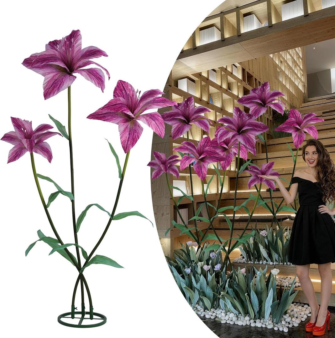 Giant Artificial Flower 3PCS 3D Realistic Waterproof Fake Flowers Durable Easy Maintenance Perfect for Home Garden Weddings Events Christmas Graduation Party Decorations (Swallow-Mauve)