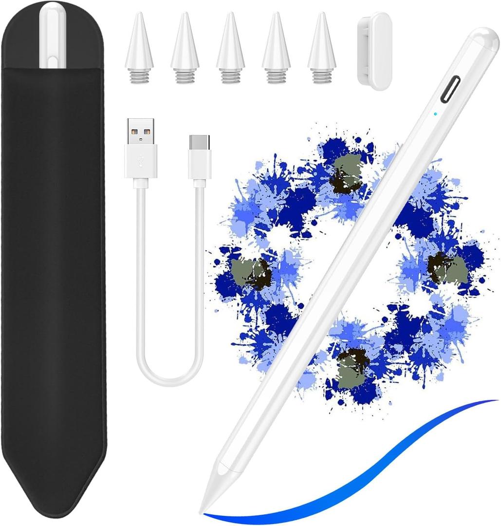 Stylus Pen for iPad 2018-2023, Compatible with ipad 10th Generation Pencil with Tilt Sensitivity & Palm Rejection & Magnetic, Pencil for iPad 10/9/8/7/6, Air 3/4/5, Mini 5/6, Pro 11"/12.9" 