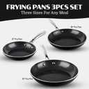 Granitestone Ceramic Nonstick Frying Pan Set 3pc 8/10/12 inch, Non Toxic Skillet, PFAS & PFOA Free Cookware Set, Induction Compatible Egg Pan, Oven Safe to 500F, Dishwasher Safe - Black
