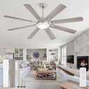 65 Inch Ceiling Fans with Lights and Remote, Brushed Nickel Ceiling Fan with 8 Dual-Color Blades, Indoor/Outdoor Large Ceiling Fans, Reversible DC Motor, 6-Speed, 3CCT for Living Porch Patio