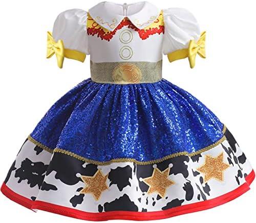 Lgandpg Jessie Costume for Girls Cowgirl Sequins Dress Up Halloween Outfit, 90 CM