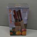 Japanese Knife Block Set, Hand Forged 5-Layer 9CR18MOV Clad Steel Ultra Sharp Kitchen Knives with Wooden Storage & Rosewood Handle, Includes Chef, Santoku, Nakiri, Fruit Knife for Home Mom/Dad