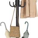 SONGMICS Coat Rack Freestanding with Umbrella Holder, Metal Coat Rack Stand with 12 Hooks, for Entryway, Hallway, Living Room, Bedroom, Ink Black URCR082BH02S