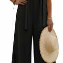 Ekouaer Women's Casual Overalls Boho Floral Loose Wide Leg Jumpsuits Summer Pleated Outfits with Pockets, XL