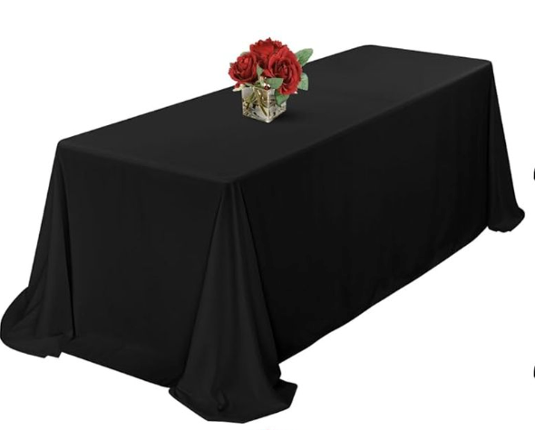 Dailyset 4 Pack Black Tablecloths for Rectangle Tables, 90 x 156 Inches, StainResistant Polyester Fabric for 8 Foot Tables Washable Table Covers for Weddings, Banquets, Birthday Parties, Events