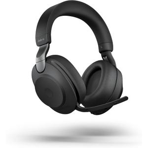 Jabra Evolve2 85 Wireless PC Headset Noise Cancelling UC Certified Stereo Headphones with Long-Lasting Battery USB-C Bluetooth Adapter Black