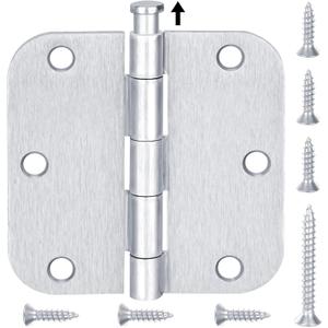 TICONN 48-Pack 3.5 Inch Door Hinges with 5/8" Radius Corner, 3-1/2 x 3-1/2 Inch Iron Bifold Residential Doors Hardware (5/8" Radius Corner, Satin Chrome, 48 Pack)