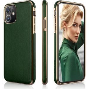 LOHASIC for iPhone 11 case Leather  Slim PU Leather with Electroplated Frame, Anti-Slip Grip, Soft TPU Bumper, Business Luxury iPhone 11 Phone case (6.1) Protective Case for Men & Women- Dark Green