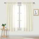 DWCN Ivory Sheer Curtains Semi Transparent Voile Rod Pocket Curtains for Bedroom and Living Room, 42 x 63 Inches Long, Set of 2 Panels