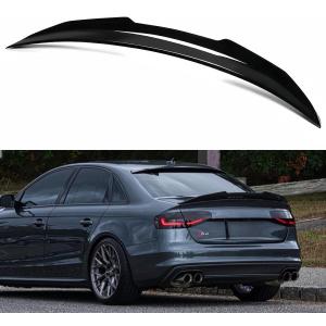Rear Spoiler Compatible with 2014 Audi A4 B8.5, Glossy Black PSM Style Trunk Exterior High Kick Tail Deck Lid Wing Lip Splitter Fit for 2013 2014 2015 2016