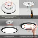 Matane Flush Mount Ceiling Light Fixture with Remote Control, Nightlight 8.7 Inch 18W 3000K-6500K Adjustable, Led Low Profile Ceiling Lights for Bedroom, Living Room,Dining Room, Kitchen, Round Black
