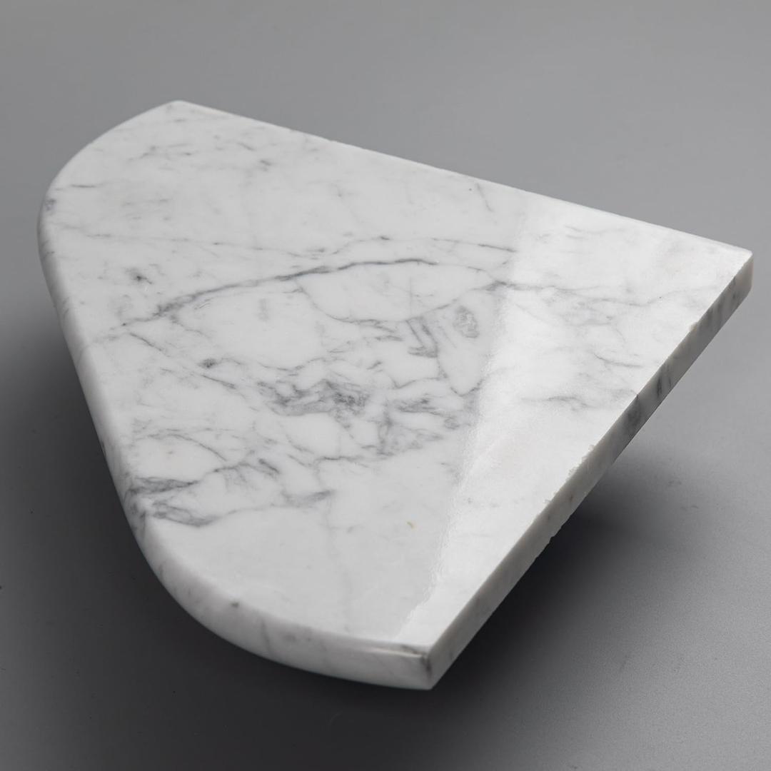 Lovdeco Carrara Marble Corner Shower Shelf, 8" Corner Shelves for Wall Bathroom Shower, 1 Piece, Polished