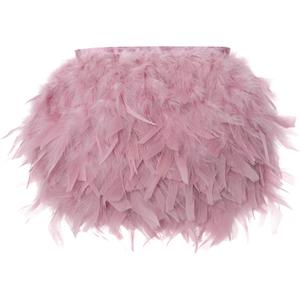 AWAYTR 5 Yards Turkey Feather Trim - 4~6in Width Natural Fluffy Feather Trim Fringe for DIY Dress Crafts Costumes Decoration (Leather Pink)