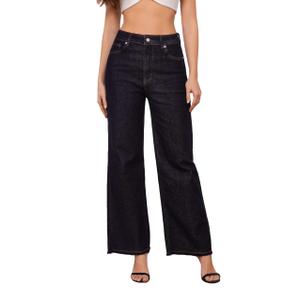 Women's Wide Leg Jeans High Waisted Strechy Jeans for Women Straight Raw Hem Loose Casual Denim 14