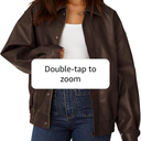 PRETTYGARDEN Women's Faux Leather Motorcycle Jacket Trendy Fall Spring Clothes Oversized Zip Up Winter Coat Outerwear S