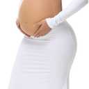 Maternity Dress for Photoshoot Solid Cut Out Backless Long Sleeve Maxi Photography Pregnancy Dress for Women (White, S)