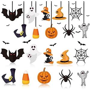 Halloween Tree Decorations Felt Hanging Ornaments Halloween Pumpkins Hanging Tree Decor Bats Witch Spiders Decorations for DIY Party Supplies