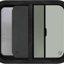 Cargo Trailer Windows,24" W x 20" H RV Windows for Cargo Trailer/Camper/Travel Trailer with Trim Ring,Horizontal Sliding Replacement Fit 15/16" or 1-3/8" Thick Wall,Allow Error 1/16,DOT Approved